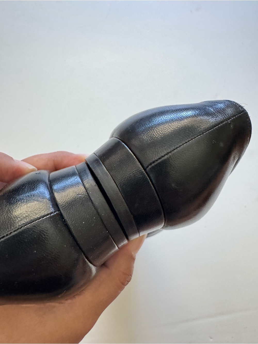Vintage CHANEL Classic Black Leather Cap Toe Ballet Flats size 8.5 - Picture 11 of 15